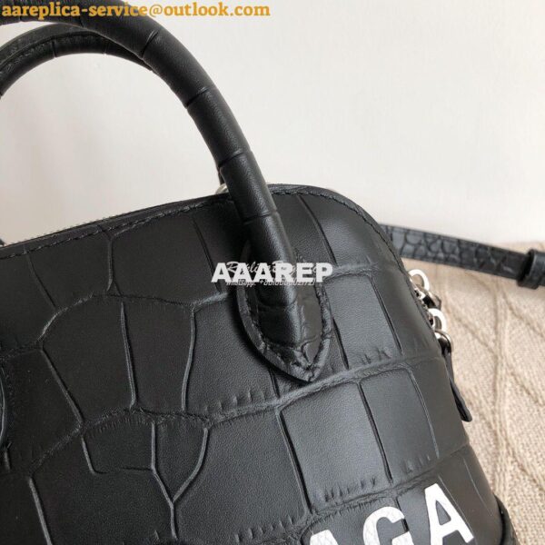 Replica Balenciaga Ville Top Handle Bag In Black Crocodile Emboosed Ca 5