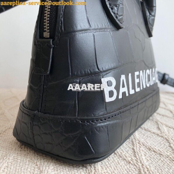 Replica Balenciaga Ville Top Handle Bag In Black Crocodile Emboosed Ca 6