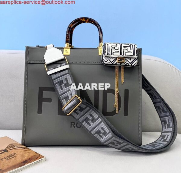 Replica Fendi 8BH386 Sunshine Medium Bag 8266S Dark Grey leather shopper 3