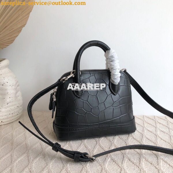 Replica Balenciaga Ville Top Handle Bag In Black Crocodile Emboosed Ca 9