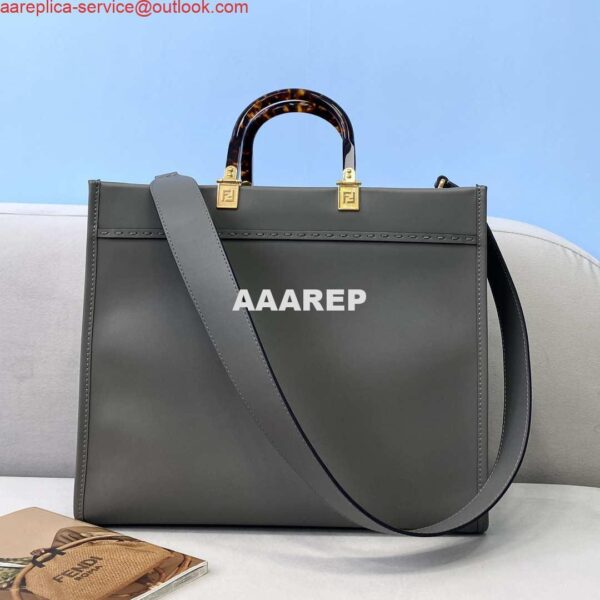 Replica Fendi 8BH386 Sunshine Medium Bag 8266S Dark Grey leather shopper 4