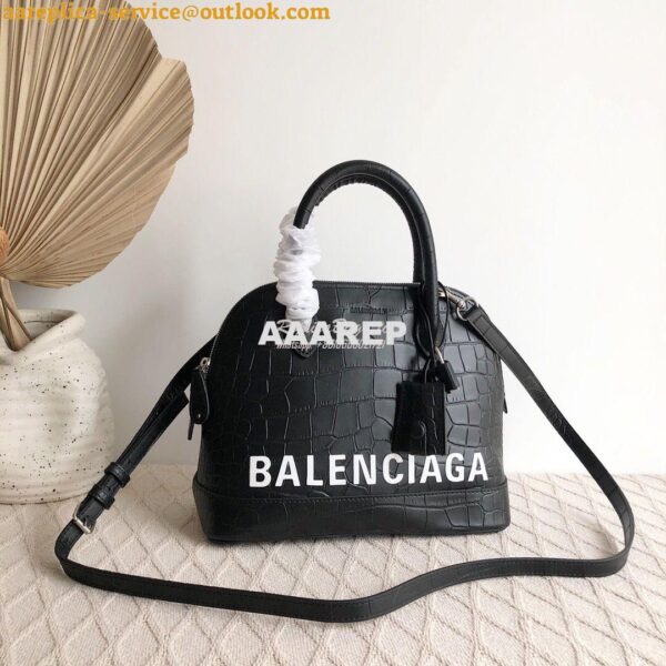 Replica Balenciaga Ville Top Handle Bag In Black Crocodile Emboosed Ca 10