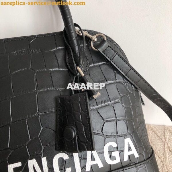Replica Balenciaga Ville Top Handle Bag In Black Crocodile Emboosed Ca 11