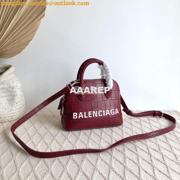 Replica Balenciaga Ville Top Handle Bag In Burgundy Crocodile Emboosed 3