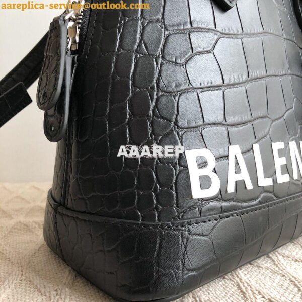 Replica Balenciaga Ville Top Handle Bag In Black Crocodile Emboosed Ca 12
