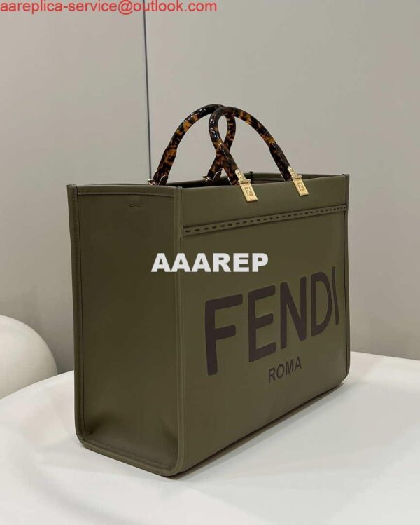 Replica Fendi 8BH386 Sunshine Medium Bag 8266S Green leather shopper 3