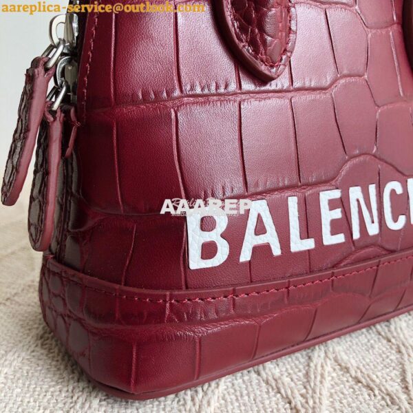 Replica Balenciaga Ville Top Handle Bag In Burgundy Crocodile Emboosed 6