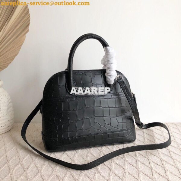 Replica Balenciaga Ville Top Handle Bag In Black Crocodile Emboosed Ca 14