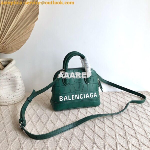 Replica Balenciaga Ville Top Handle Bag In Dark Green Crocodile Emboos 3