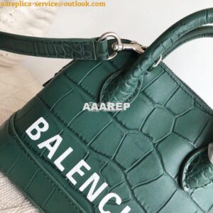 Replica Balenciaga Ville Top Handle Bag In Dark Green Crocodile Emboos 2