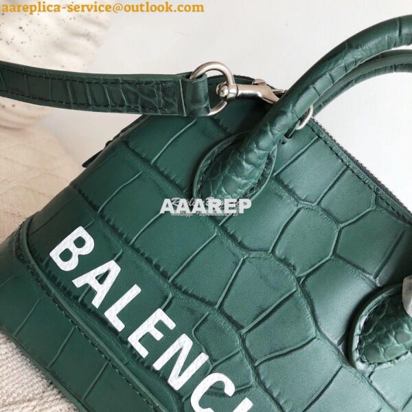 Replica Balenciaga Ville Top Handle Bag In Dark Green Crocodile Emboos 4