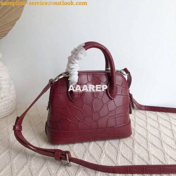 Replica Balenciaga Ville Top Handle Bag In Burgundy Crocodile Emboosed 9