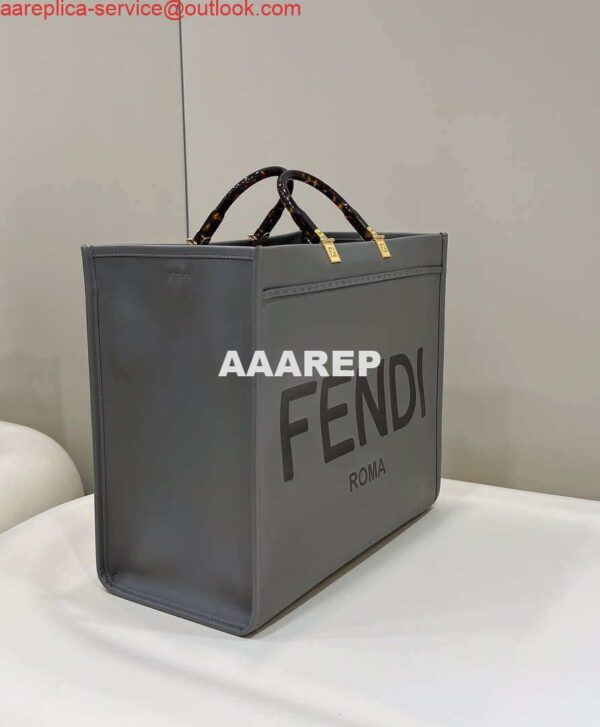 Replica Fendi 8BH386 Sunshine Medium Bag Gray leather shopper 8266S 4