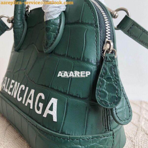 Replica Balenciaga Ville Top Handle Bag In Dark Green Crocodile Emboos 5