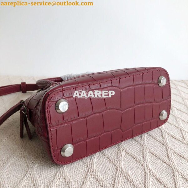 Replica Balenciaga Ville Top Handle Bag In Burgundy Crocodile Emboosed 10