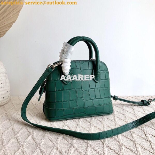 Replica Balenciaga Ville Top Handle Bag In Dark Green Crocodile Emboos 8