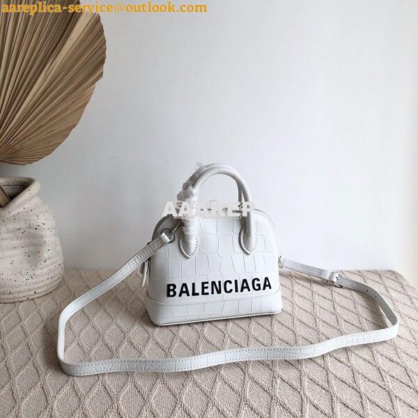 Replica Balenciaga Ville Top Handle Bag In White Crocodile Emboosed Ca 3