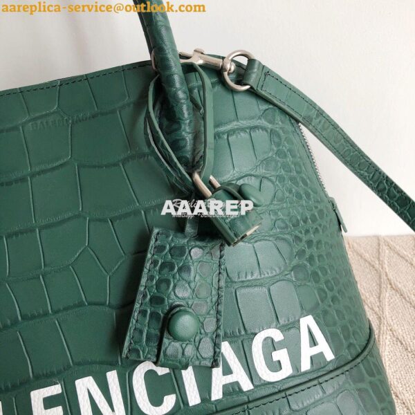 Replica Balenciaga Ville Top Handle Bag In Dark Green Crocodile Emboos 10