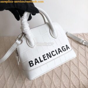 Replica Balenciaga Ville Top Handle Bag In White Crocodile Emboosed Ca 2