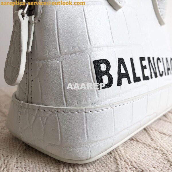 Replica Balenciaga Ville Top Handle Bag In White Crocodile Emboosed Ca 5