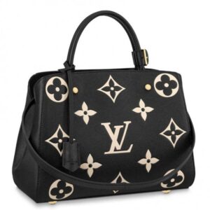 Replica Louis Vuitton Montaigne MM Bag In Black Leather M45499 BLV671