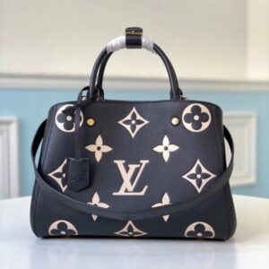 Replica Louis Vuitton Montaigne MM Bag In Black Leather M45499 BLV671 2