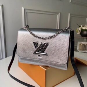 Replica Louis Vuitton Twist MM Bag Silver Epi Leather M55404 BLV136 2