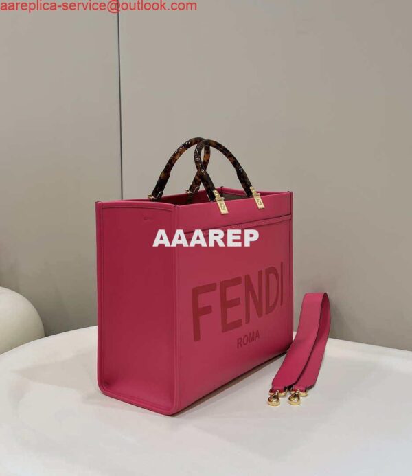 Replica Fendi 8BH386 Sunshine Medium Bag Rose Red leather shopper 8266S 4