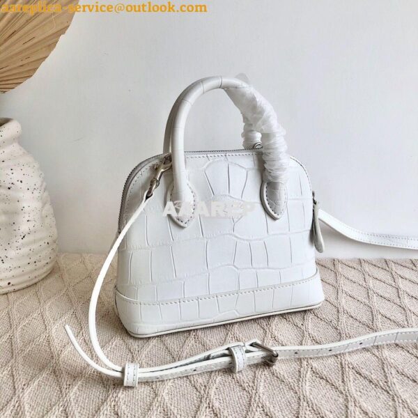 Replica Balenciaga Ville Top Handle Bag In White Crocodile Emboosed Ca 6