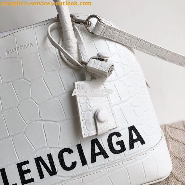 Replica Balenciaga Ville Top Handle Bag In White Crocodile Emboosed Ca 10