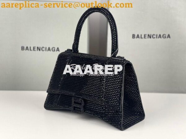 Replica Balenciaga Hourglass Top Handle Bag in Black Suede Calfskin wi 6