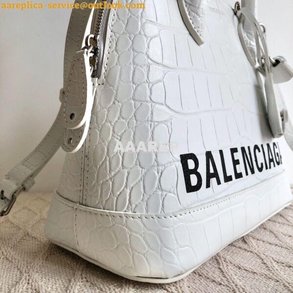 Replica Balenciaga Ville Top Handle Bag In White Crocodile Emboosed Ca 11