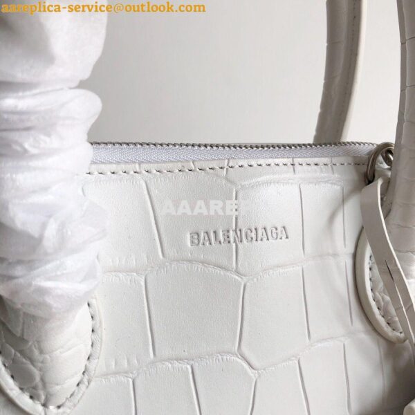 Replica Balenciaga Ville Top Handle Bag In White Crocodile Emboosed Ca 12