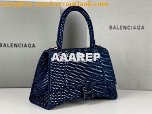 Replica Balenciaga Hourglass Top Handle Bag in Blue Suede Calfskin wit 5