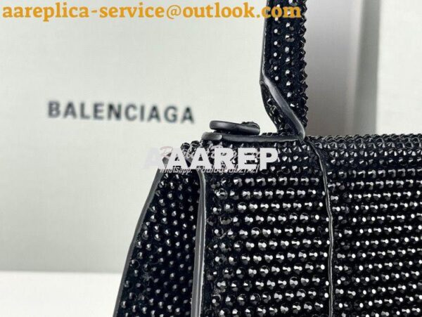 Replica Balenciaga Hourglass Top Handle Bag in Black Suede Calfskin wi 10