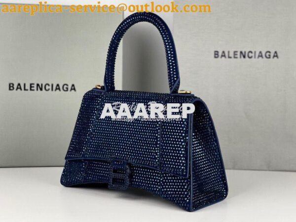 Replica Balenciaga Hourglass Top Handle Bag in Blue Suede Calfskin wit 6