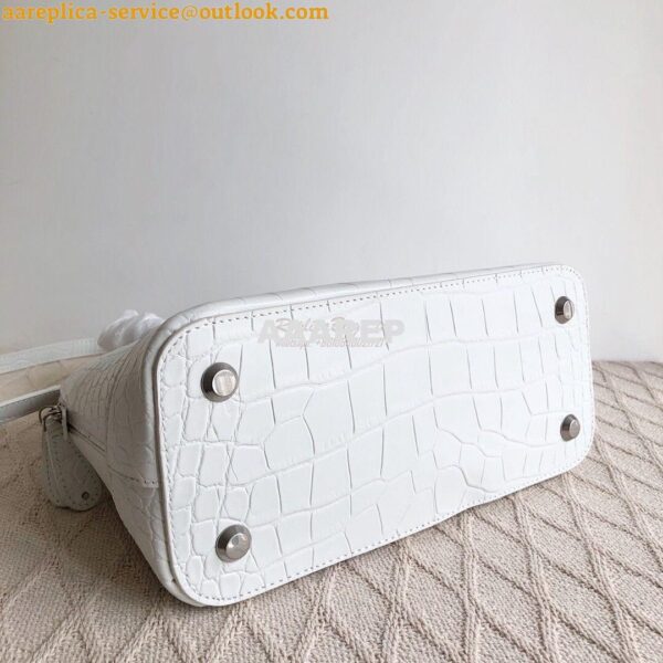 Replica Balenciaga Ville Top Handle Bag In White Crocodile Emboosed Ca 15