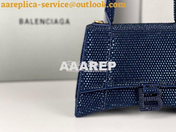 Replica Balenciaga Hourglass Top Handle Bag in Blue Suede Calfskin wit 7