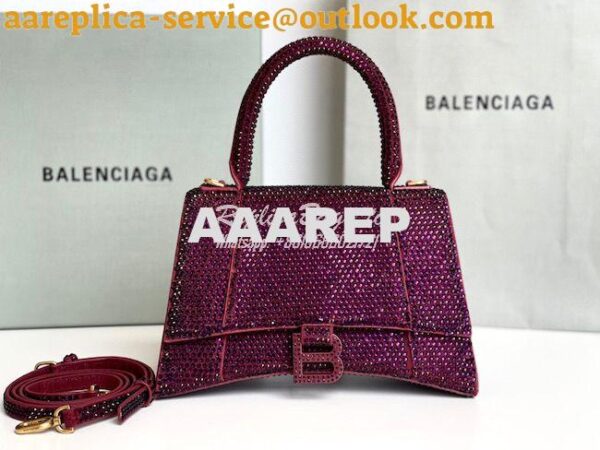 Replica Balenciaga Hourglass Top Handle Bag in Burgundy Suede Calfskin 3