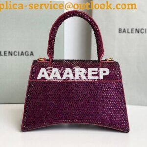 Replica Balenciaga Hourglass Top Handle Bag in Burgundy Suede Calfskin 2