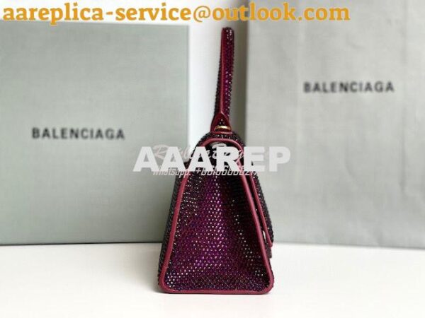 Replica Balenciaga Hourglass Top Handle Bag in Burgundy Suede Calfskin 6