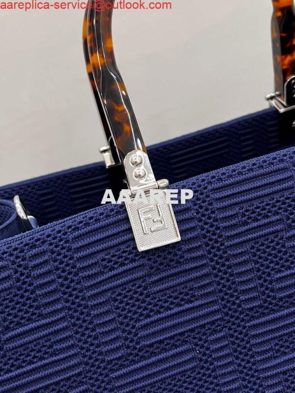 Replica Fendi 8BH386 Sunshine Medium Fendi Tote Bag 8258 Navy blue 5