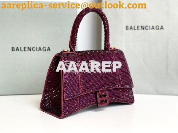 Replica Balenciaga Hourglass Top Handle Bag in Burgundy Suede Calfskin 7