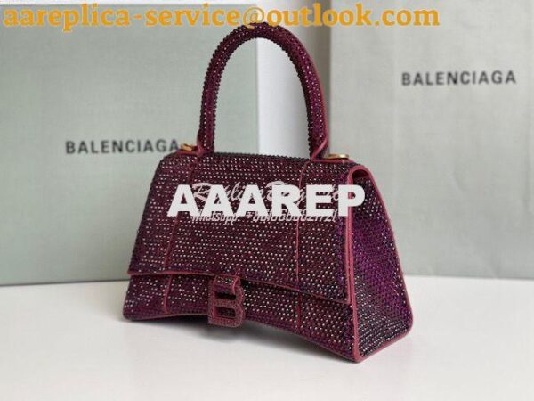 Replica Balenciaga Hourglass Top Handle Bag in Burgundy Suede Calfskin 8