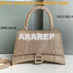 Replica Balenciaga Hourglass Top Handle Bag in Dark Beige Suede Calfsk