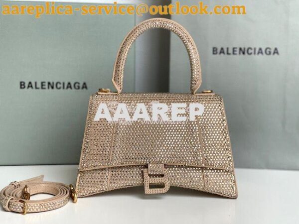 Replica Balenciaga Hourglass Top Handle Bag in Dark Beige Suede Calfsk 3