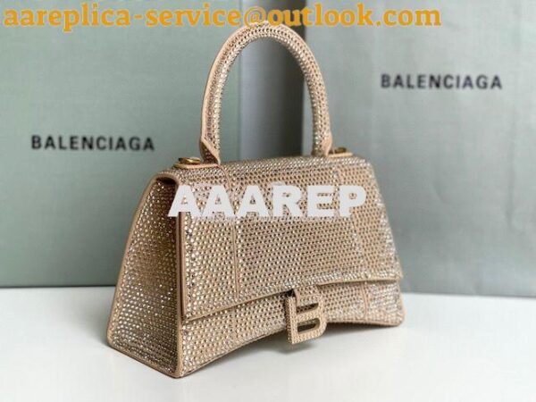 Replica Balenciaga Hourglass Top Handle Bag in Dark Beige Suede Calfsk 6