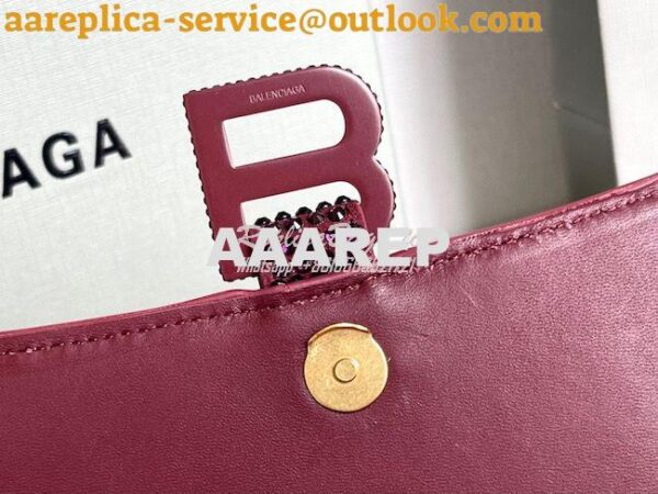 Replica Balenciaga Hourglass Top Handle Bag in Burgundy Suede Calfskin 11