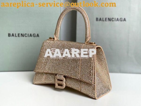 Replica Balenciaga Hourglass Top Handle Bag in Dark Beige Suede Calfsk 7