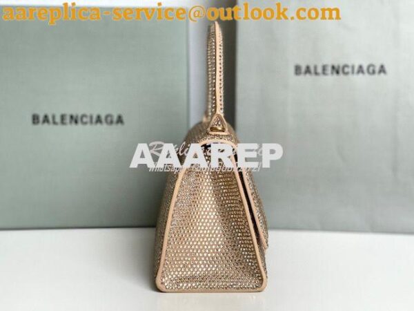 Replica Balenciaga Hourglass Top Handle Bag in Dark Beige Suede Calfsk 8